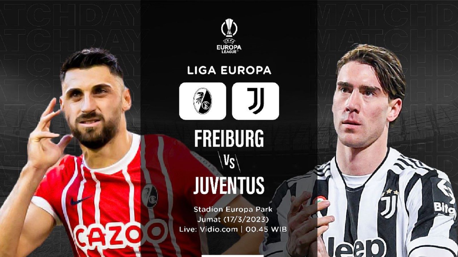 Cover laga Freiburg vs Juventus (Hendy AS/Skor.id).