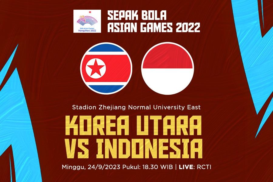Korea Utara vs Indonesia untuk sepak bola putra Asian Games 2023. M Yusuf - Skor.id