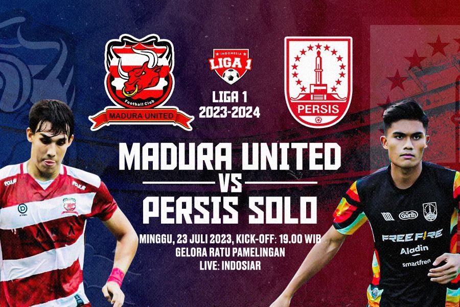 Madura United vs Persis Solo untuk laga pekan keempat Liga 1 2023-2024. Dede Mauladi - Skor.id