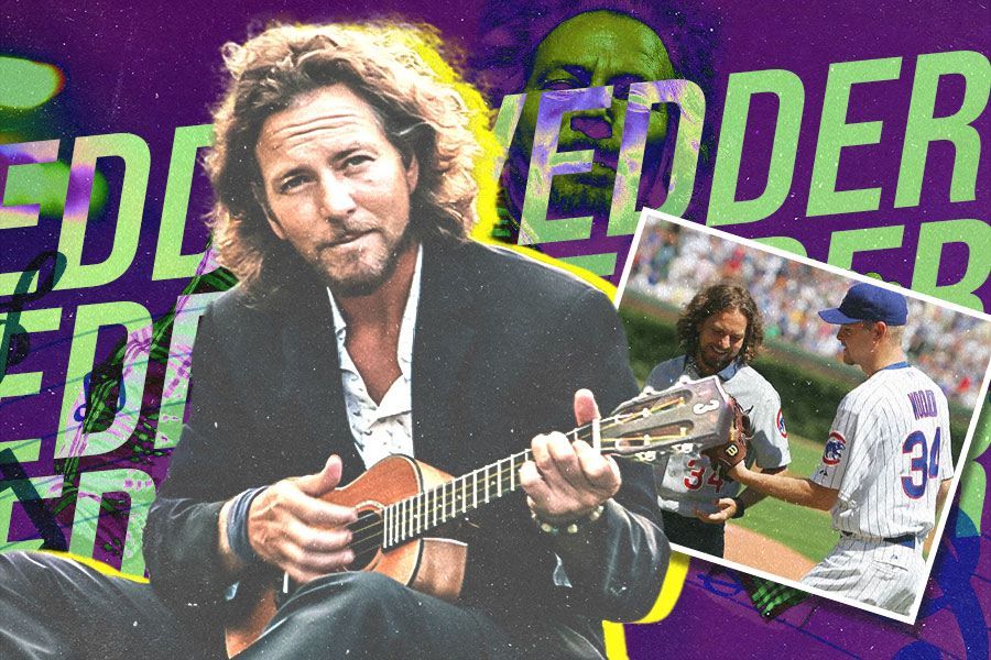 Vokalis grup band rock Pearl Jam Eddie Vedder menjadi penggemar klub bisbol Chicago Cubs sejak masih anak-anak. (M. Yusuf/Skor.id)