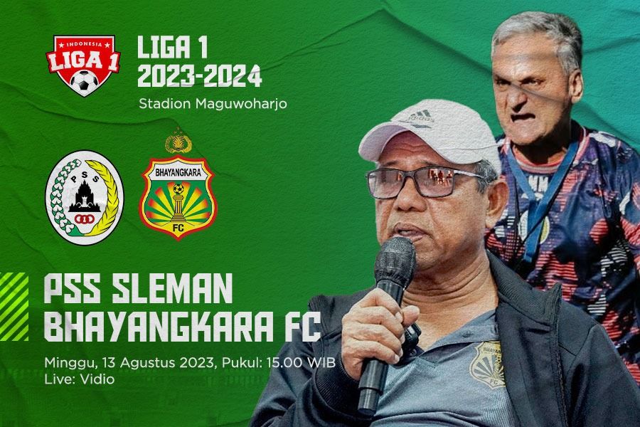 PSS Sleman vs Bhayangkara FC untuk pekan kedelapan Liga 1 2023-2024 pada 13 Agustus 2023. M Yusuf - Skor.id