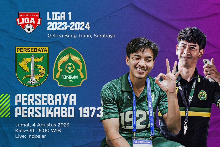 Persebaya vs Persikabo 1973dalam laga pekan keenam Liga 1 2023-2024. Dede Mauladi - Skor.id