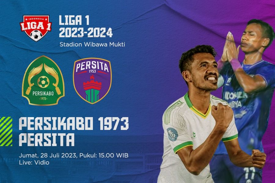 Persikabo 1973 vs Persita dalam laga pekan kelima Liga 1 2023-2024. M Yusuf - Skor.id