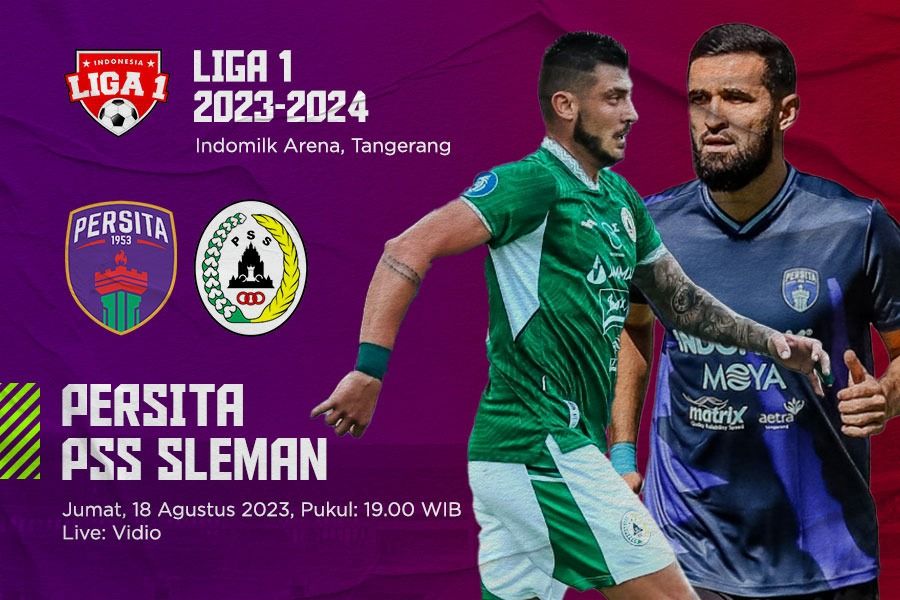 Persita vs PSS Sleman untuk laga pekan kesembilan Liga 1 2023-2024. M Yusuf - Skor.id