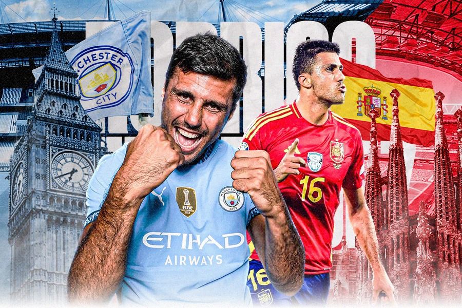 Gelandang bertahan Man City dan Timnas Spanyol, Rodri, menjadi salah satu favorit pemenang Ballon d’Or 2024. (Dede S Mauladi/Skor.id)