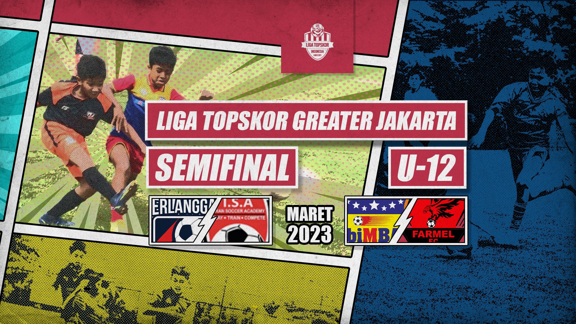 Semifinal Liga TopSkor U-12 2022-2023 akan menyajikan laga Bimba Aiueo SS Vs Farmel FC dan Diklat ISA Vs Erlangga FA, Sabtu (18/3/2023), di Lapangan H Abdul Malik, BIG, Depok. (Wiryanto/Liga TopSkor)