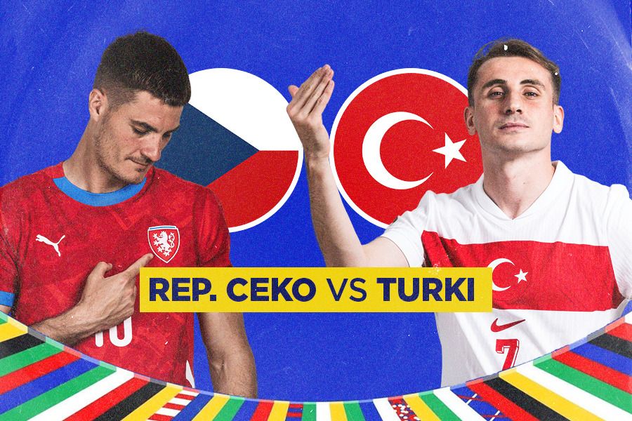 Striker Rep Ceko Patrik Schick (kiri) agak diragukan bisa turun menghadapi Turki yang diperkuat winger Kerem Akturkoglu pada laga ketiga Grup F Euro 2024, Kamis dini hari nanti. (Jovi Arnanda/Skor.id)