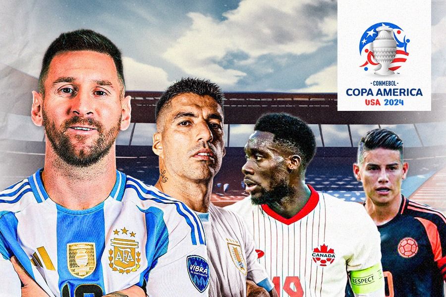 Lionel Messi (Argentina), Luis Suarez (Uruguay), Alphonse Davis (Kanada), dan James Rodriguez (Kolombia) akan menjadi andalan negaranya masing-masing di semifinal Copa America 2024. (Dede Mauladi/Skor.id)