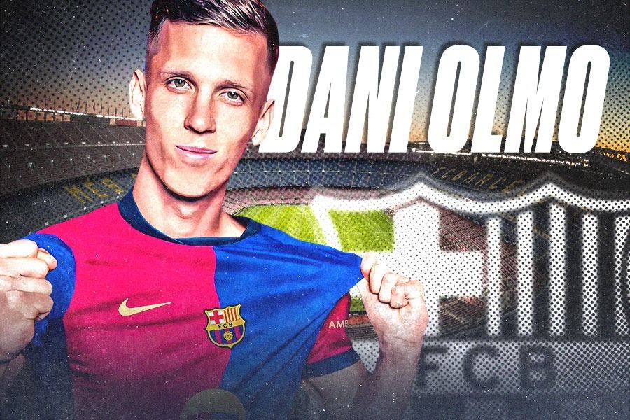 Dani Olmo resmi ke Barcelona, Jumat (9/8/2024). (Yusuf/Skor.id).