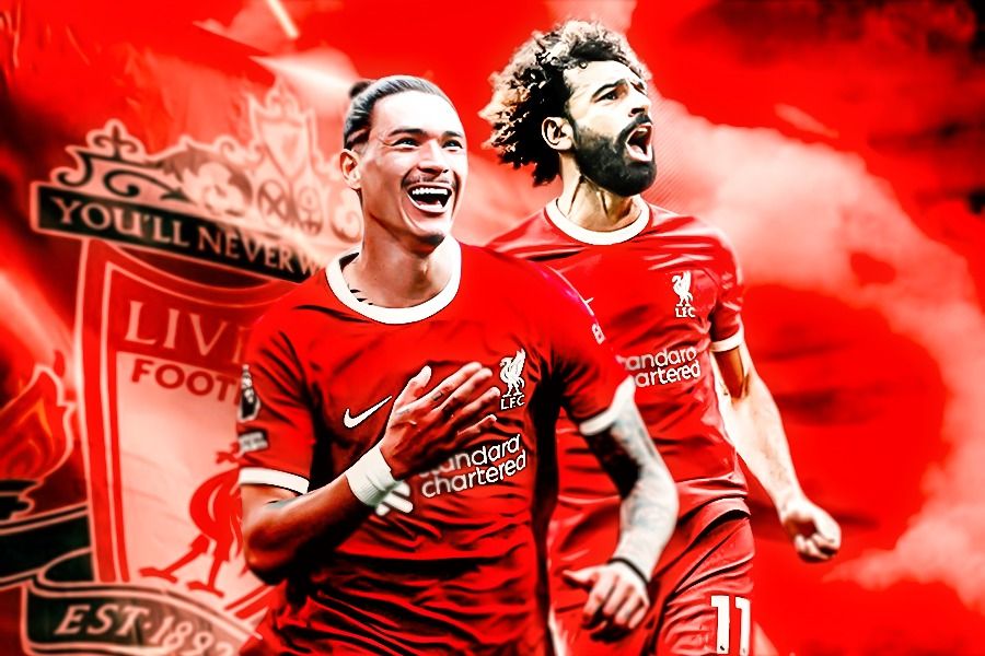 Penyerang Liverpool, Darwin Nunez (kiri) dan Mohamed Salah. (Rahmat Ari Hidayat/Skor.id).