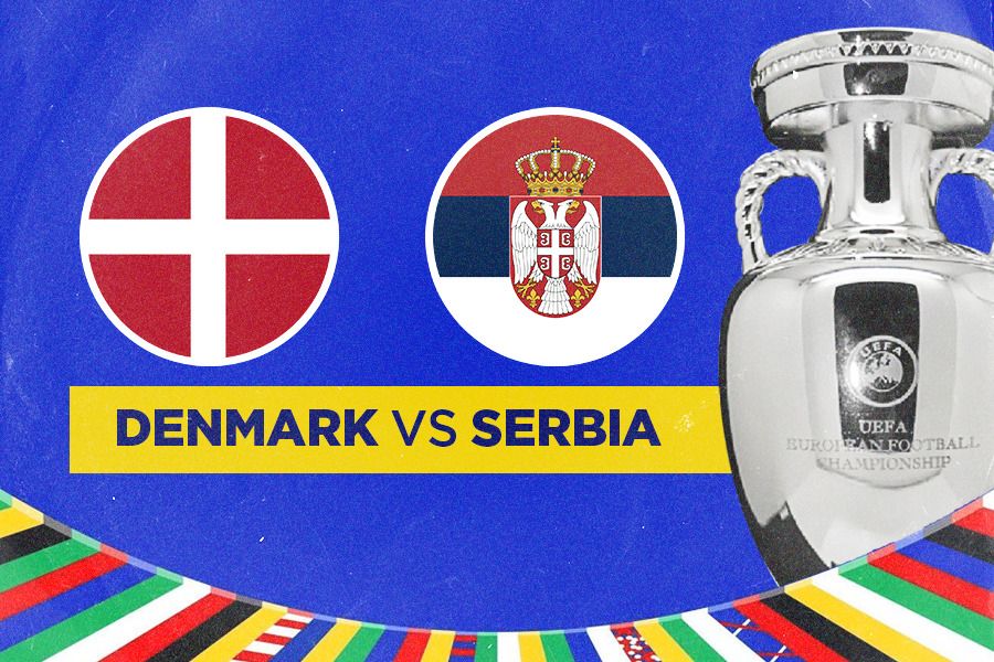 Laga Denmark vs Serbia di Grup C Euro 2024. (Jovi Arnanda/Skor.id).