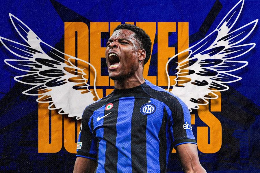 Gelandang dan bek kanan Inter Milan Denzel Dumfries bakal diandalkan saat derby melawan AC Milan di Liga Italia. (Dede Mauladi/Skor.id)