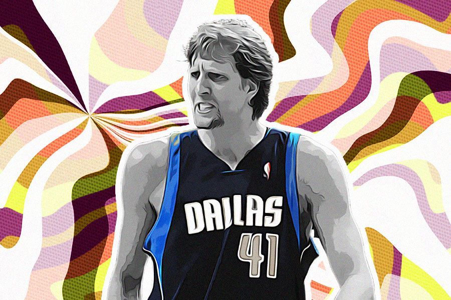 Dirk Nowitzki bermain selama 21 tahun untuk Dallas Mavericks di NBA sebelum pensiun pada 2019. (Hendy AS/Skor.id)