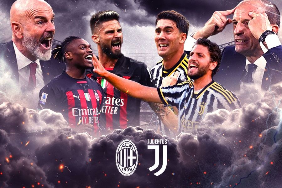 Duel sengit mempertemukan raksasa Italia, AC Milan vs Juventus. (M. Yusuf/Skor.id)