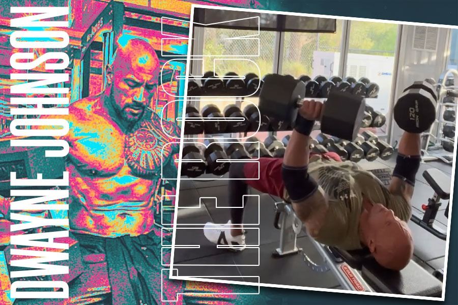 Aktor top Hollywood Dwayne "The Rock" Johnson kerap berlatih di gym untuk menjaga bentuk tubuhnya. ( M. Yusuf/Skor.id)