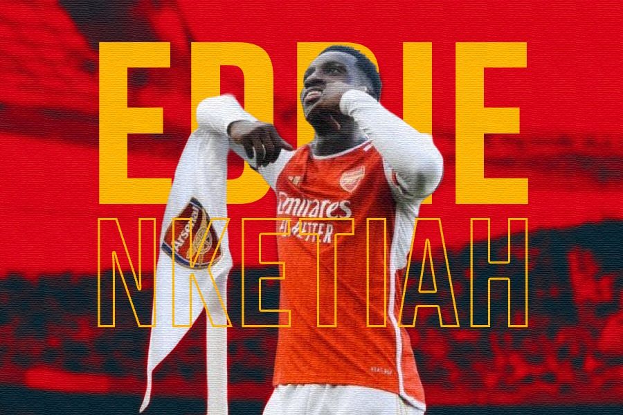 Penyerang Arsenal, Eddie Nketiah, (Zulhar Kurniawan/Skor.id).