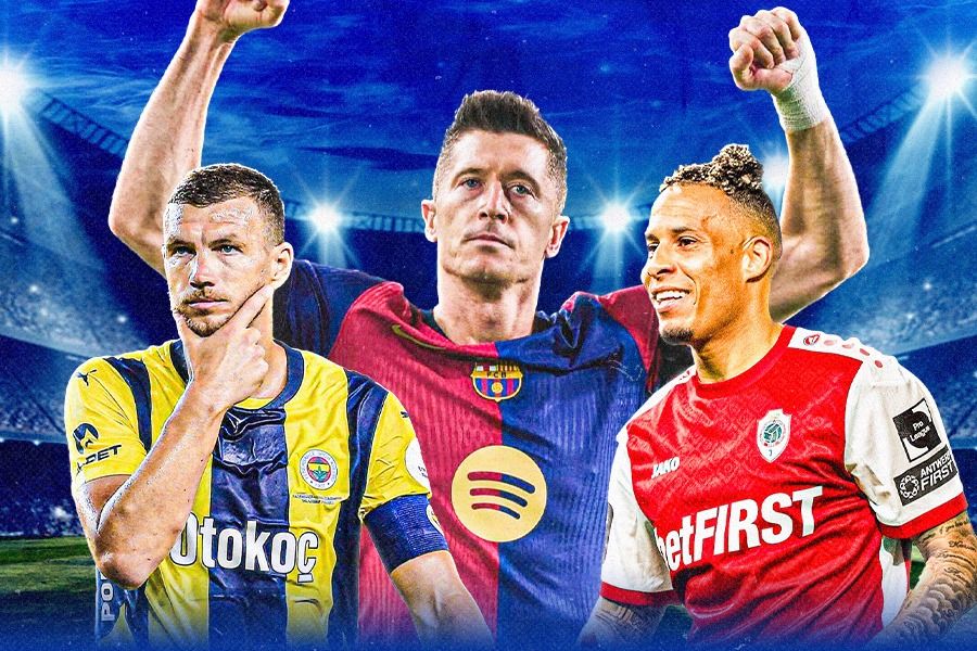 Pemain usia 36+ yang masih tajam di eropa, Edin Dzeko, Robert Lewandowski, dan Tjaronn Chery. (Dede Sopatal Mauladi/Skor.id).