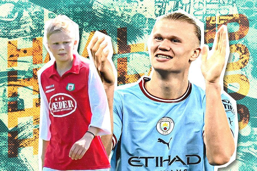 Penyerang Manchester City, Erling Haaland saat masih bermain di Bryne (M. Yusuf/Skor.id).