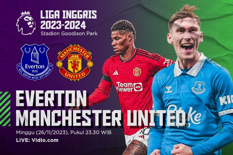Laga Everton vs Man United di Liga Inggris 2023-2024 akan digelar di Goodison Park, Minggu (26/11/2023). (Hendy Andika/Skor.id)