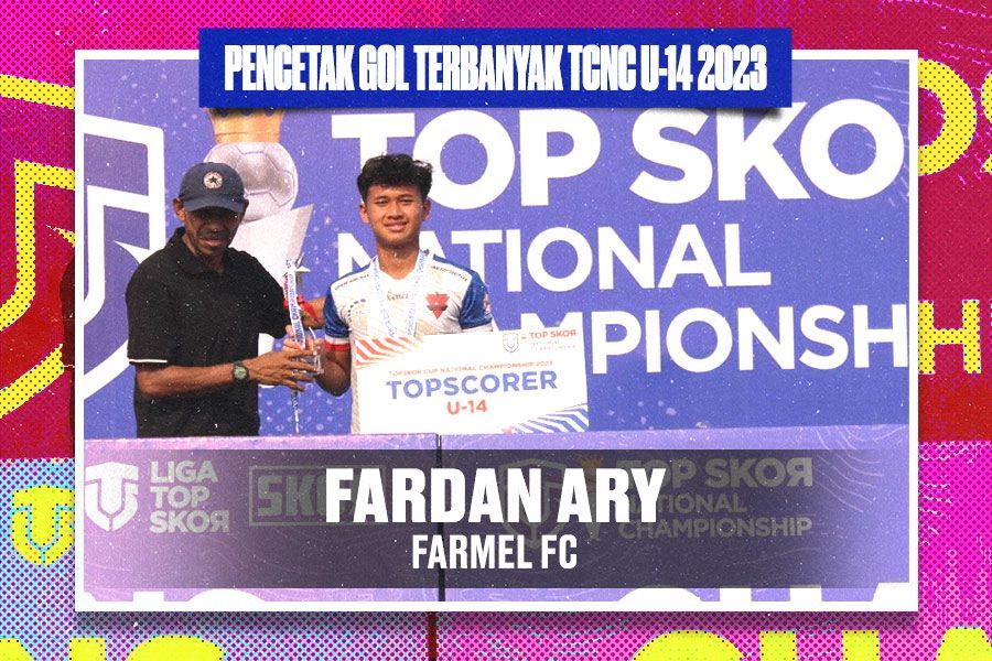 Pemain Farmel FC, Fardan Ary menjadi topscorer TCNC U-14 2023. (Yusuf/Skor.id)