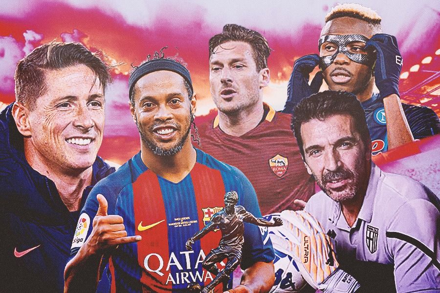 Fernando Torres, Ronaldinho, Francesco Totti, Gianluigi Buffon, Victor Osimhen. (Rahmat Ari Hidayat/Skor.id).