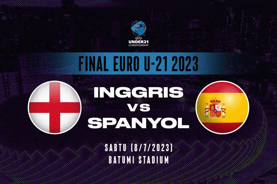 Laga final Piala Eropa U-21 2023 (Euro U-21 2023) antara Inggris vs Spanyol. (Hendy AS/Skor.id)