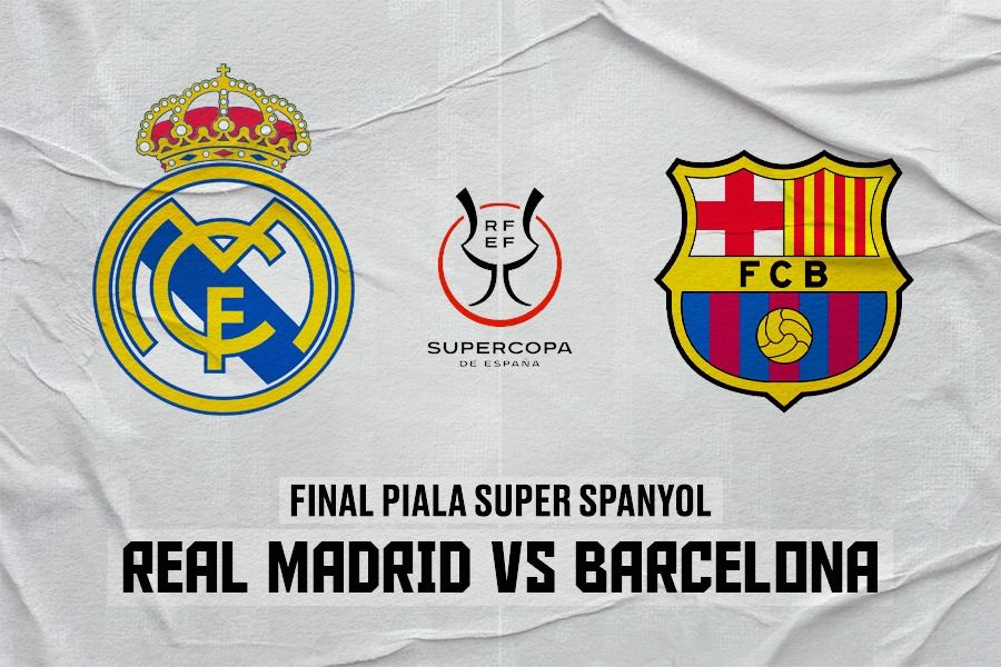 Laga final Piala Super Spanyol antara Real Madrid vs Barcelona. (Rahmat Ari Hidayat/Skor.id).