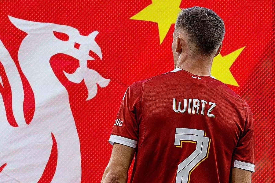 Florian Wirtz memakai nomor 7 di Liverpool. (Grafis: Deni Sulaeman/Skor.id).