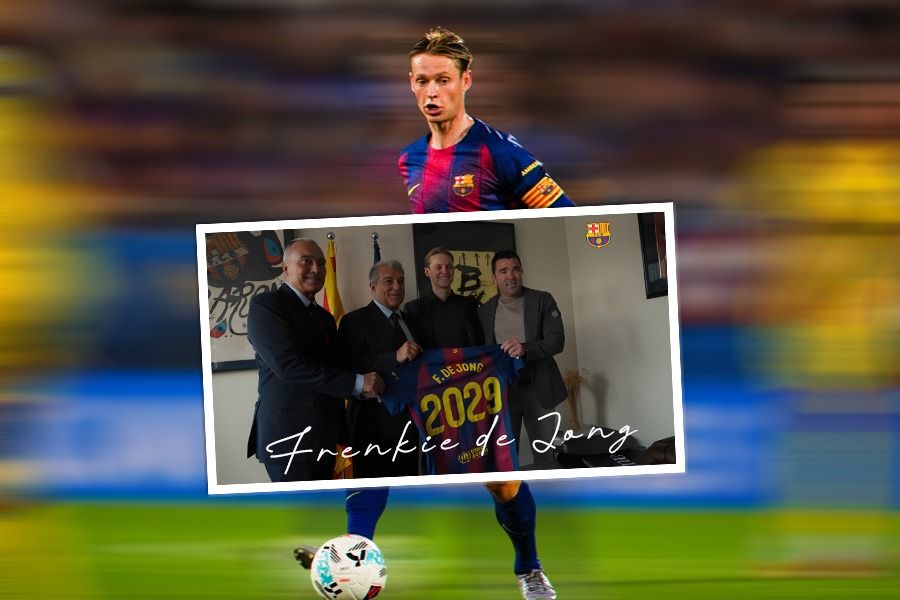 Frenkie de Jong memperpanjang kontrak bersama Barcelona hingga 2029. (Foto: LaLiga, Grafis: Kevin Bagus Prinusa/Skor.id)
