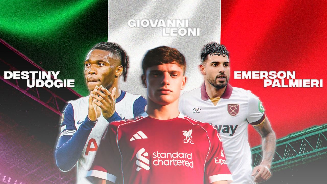 Giovanni Leoni, Emerson Palmieri, Destiny Udogie, pemain Italia di Liga Inggris 2025-2026. (Grafis: Kevin Bagus Prinusa/Skor.id).