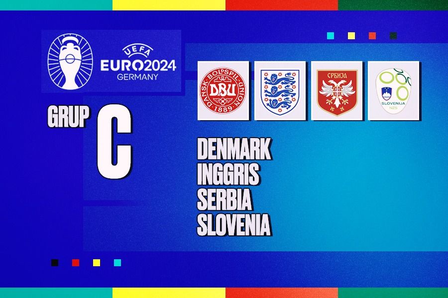 Grup C Euro 2024 diisi Denmark, Inggris, Serbia, dan Slovenia. (Rahmat Ari Hiadayat/Skor.id).