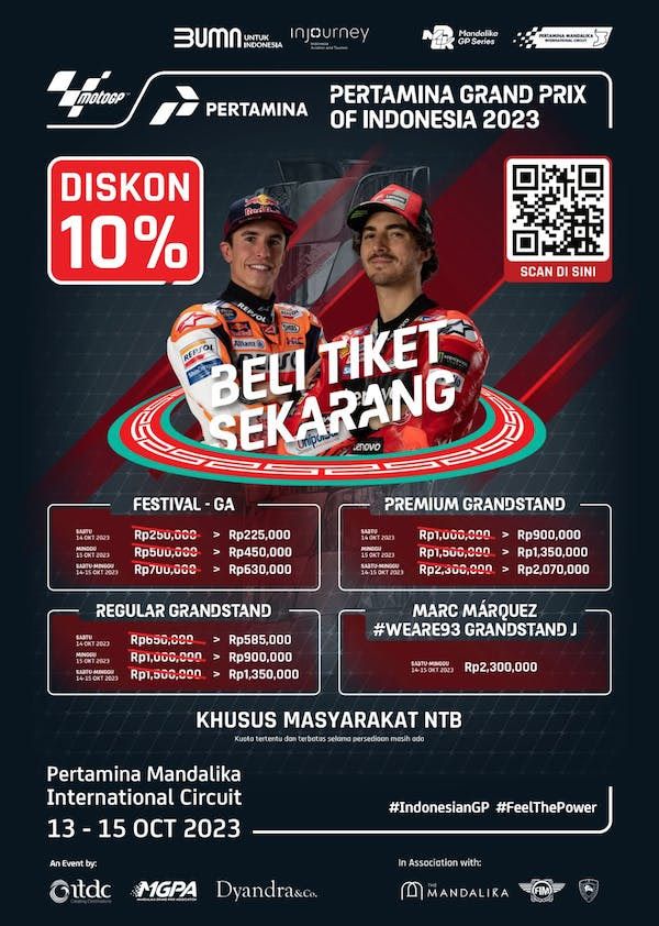Harga tiket MotoGP Mandalika 2023 spesial untuk warga lombok dan sekitarnya (Dok. MGPA).