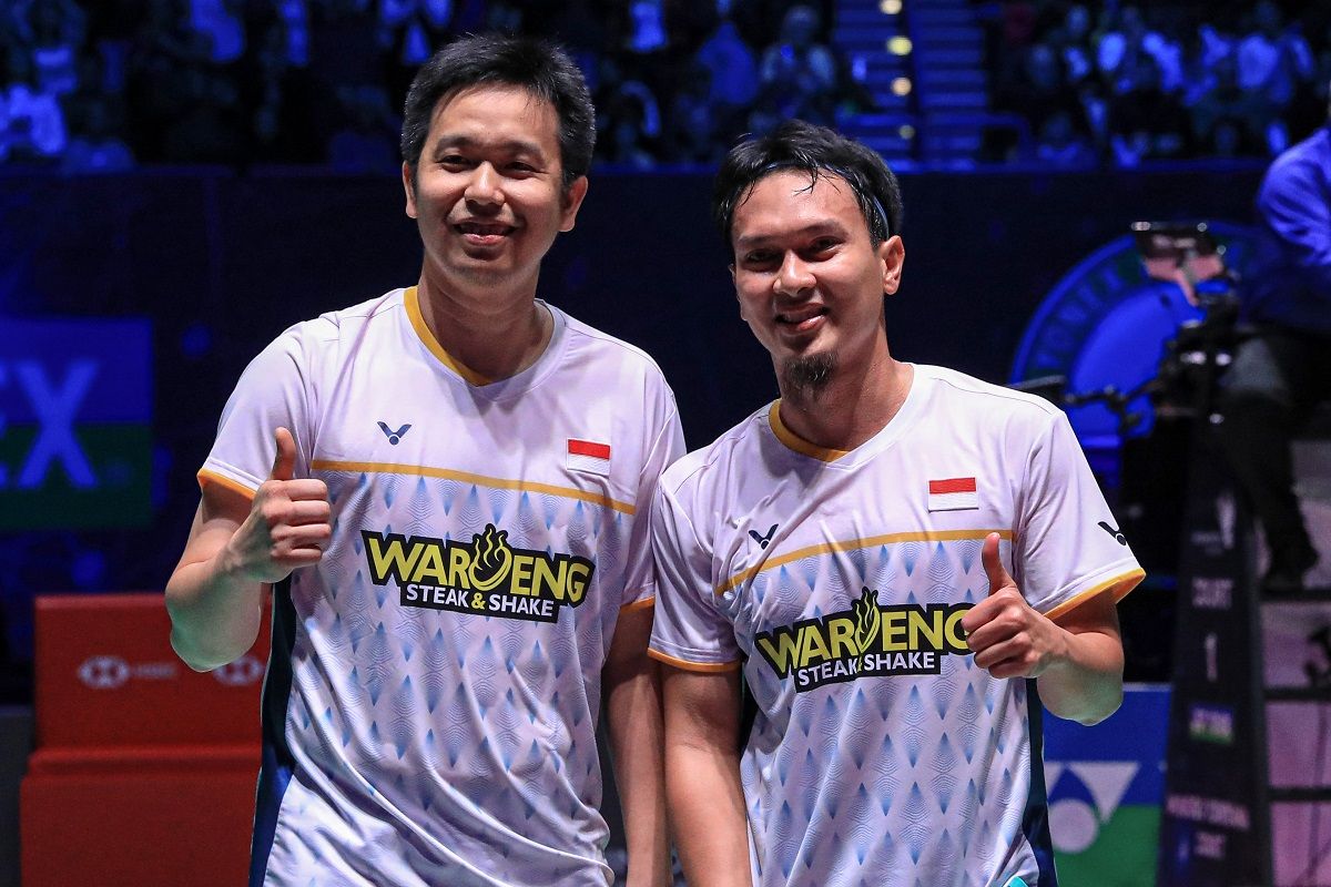 Mohammad Ahsan/Hendra Setiawan at semifinal All England 2023