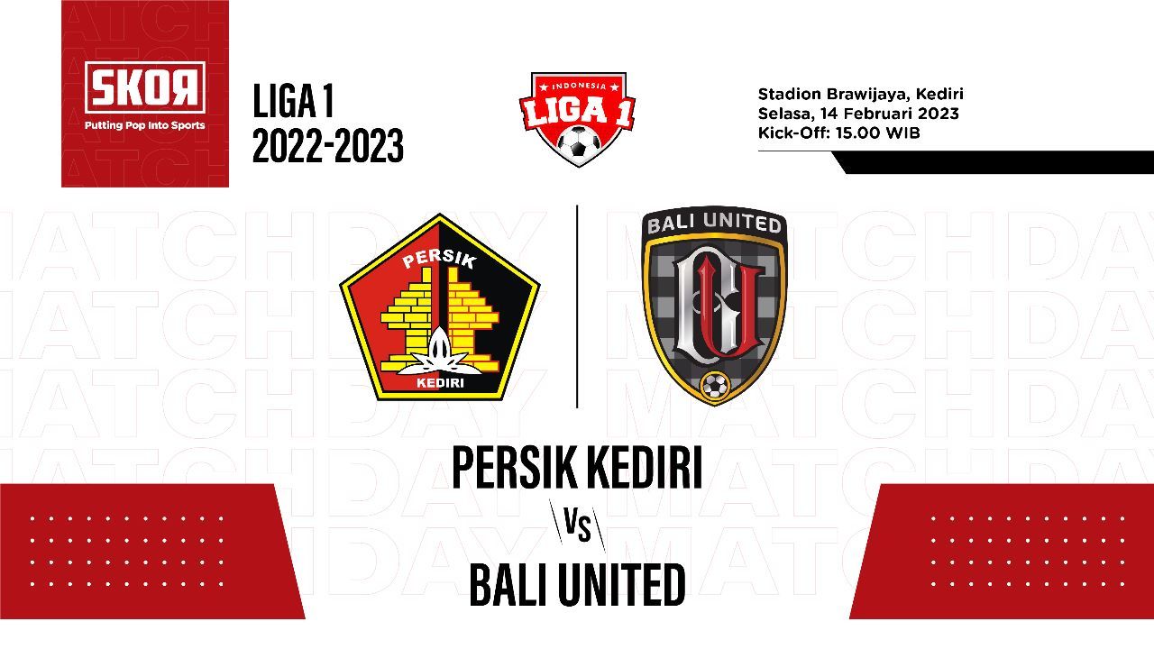 Cover laga Persik Kediri vs Bali United di Liga 1 2022-2023.