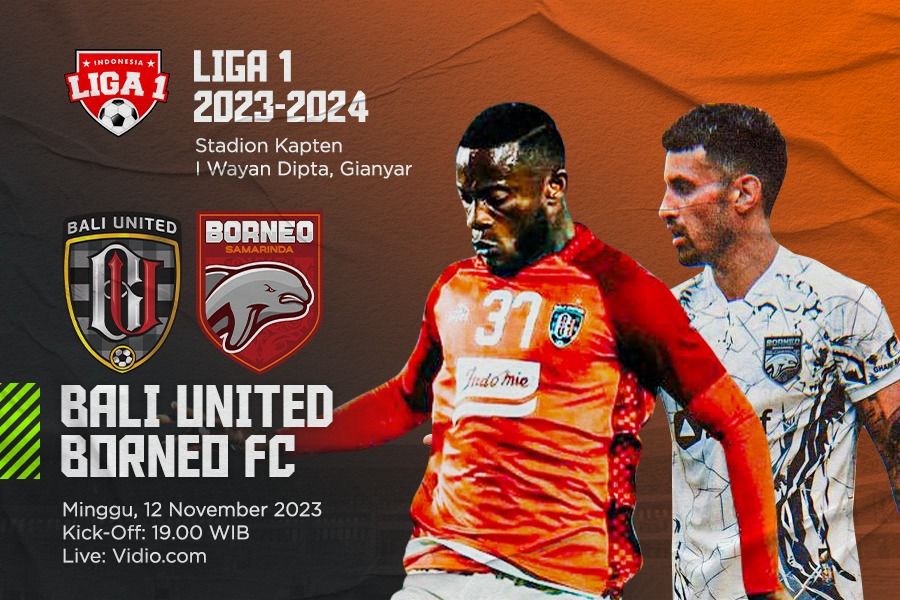 Cover Bali United vs Borneo FC pada pekan ke-19 Liga 1 2023-2024. (Dede Sopatal Mauladi/Skor.id)