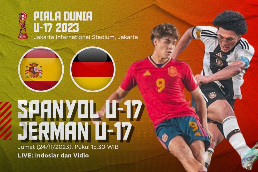 Pertandingan Spanyol U-17 vs Jerman U-17 di babak perempat final Piala Dunia U-17 2023. (Hendy Andika/Skor.id)