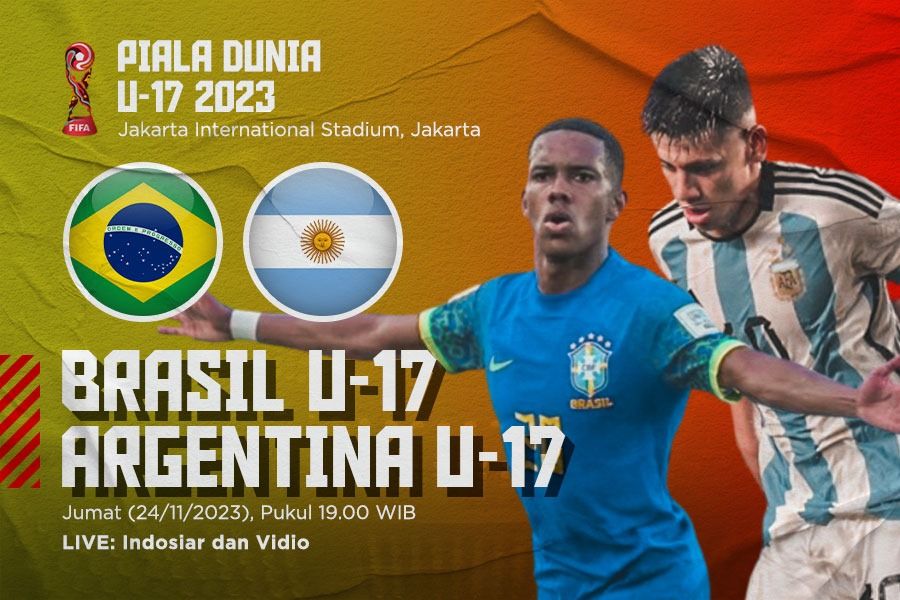 Brasil U-17 vs Argentina U-17 pada babak perempat final Piala Dunia U-17 2023.