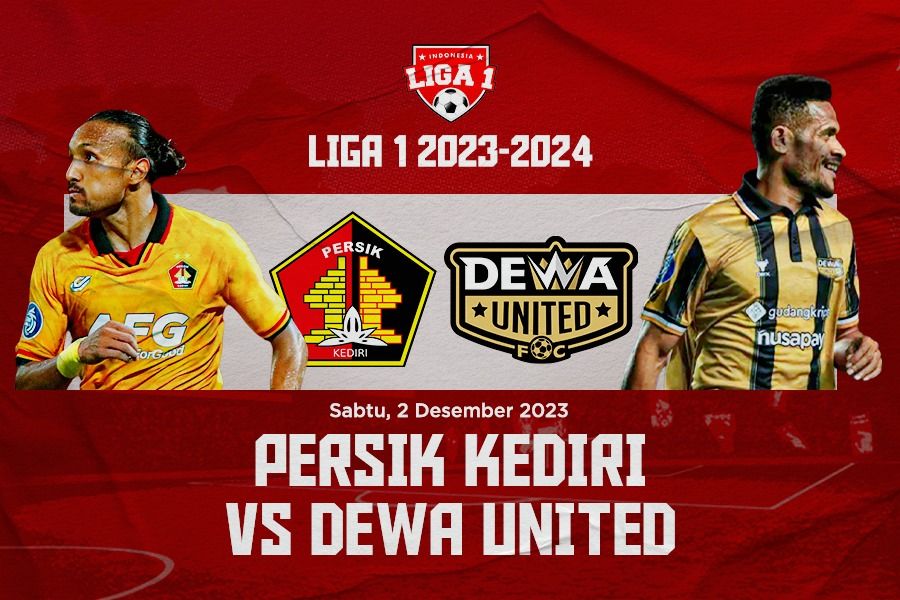 Cover pertandingan Persik Kediri vs Dewa United pada pekan ke-21 Liga 1 2023-2024. (Rahmat Ari Hidayat/Skor.id)