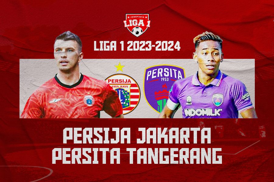 Cover Pertandingan Persija Jakarta vs Persita Tangerang (Ondrej Kudela vs Muhammad Toha) pada pekan ke-21 Liga 1 2023-2024. (Jovi Arnanda/Skor.id)