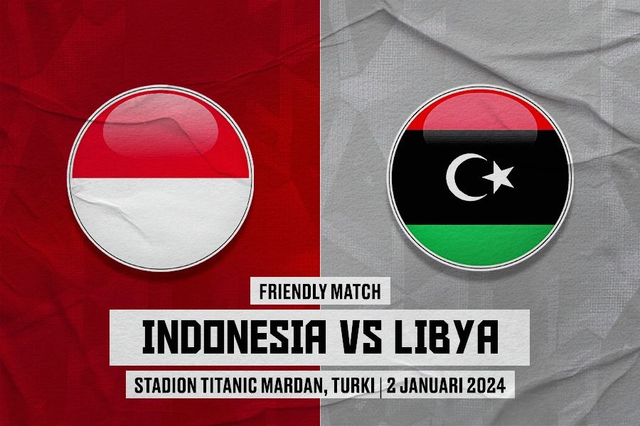 Cover Timnas Indonesia vs Libya pada laga uji coba di Stadion Titanic Mardan, Turki, 2 Januari 2024. (Dede Sopatal Mauladi/Skor.id)