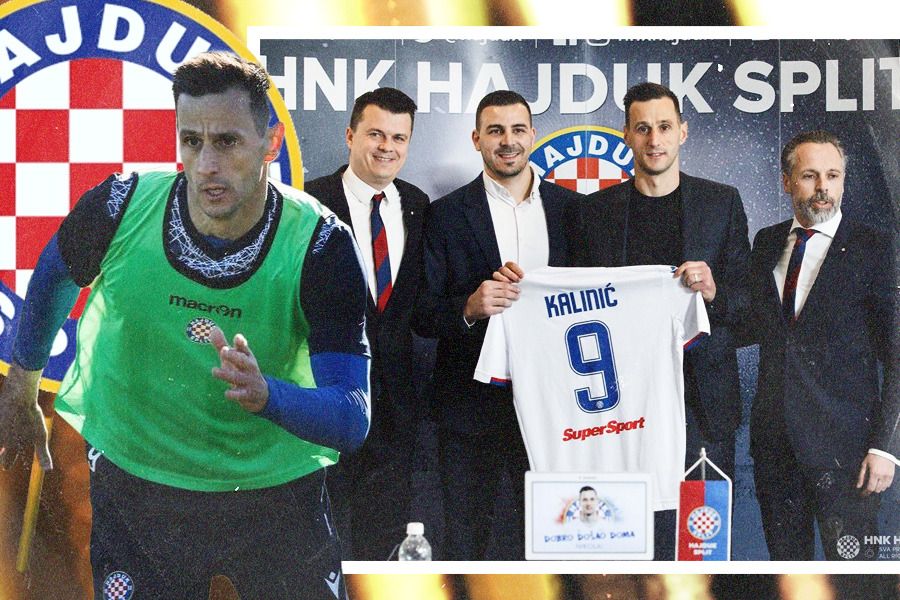 Striker Kroasia, Nikola Kalinic, balik ke Hajduk Split dan rela cuma digaji Rp16 ribu. (Dok. Instagram Nikola Kalinic/Grafis Jovi Arnanda/Skor.id)