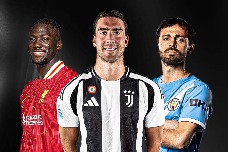 Ibrahima Konate, Dusan Vlahovic, dan Bernardo Silva, pemain top yang kontraknya habis Juni 2026. (Grafis: Deni Sulaeman/Skor.id).
