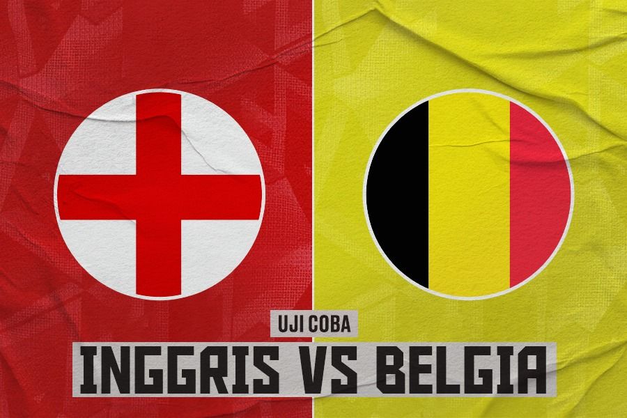 Laga Inggris vs Belgia dalam uji coba. (Rahmat Ari HIdayat/Skor.id).