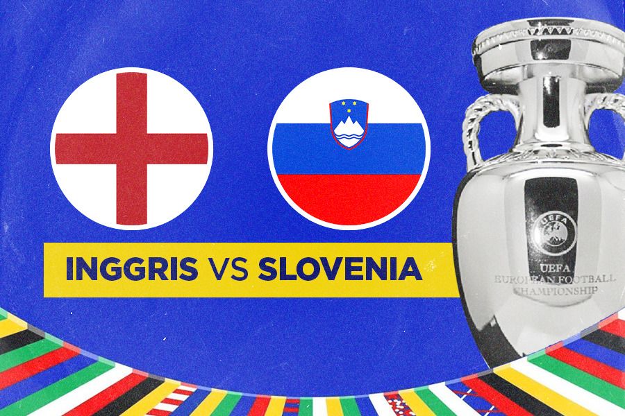 Laga Inggris vs Slovenia di fase grup Euro 2024. (Jovi Arnanda/Skor.id).