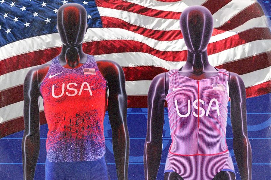 Inilah seragam tim atletik Amerika Serikat di Olimpiade Paris 2024 yang mengundang kontroversi pada setelan wanita. (Jovi Arnanda/Skor.id)