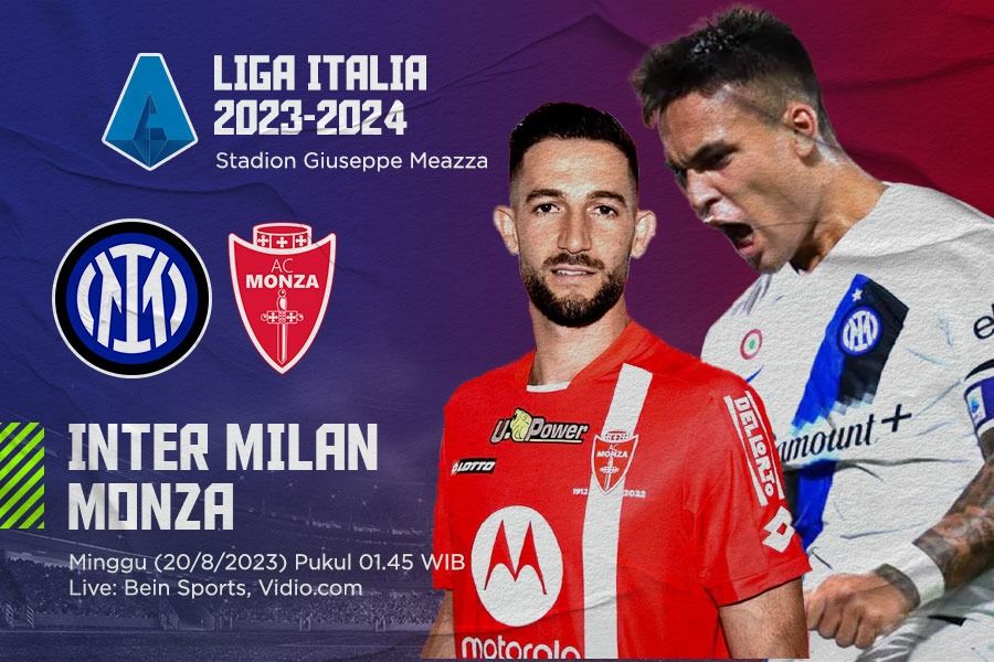 Pertandingan Liga Italia 2023-2024 mempertemukan Inter Milan vs Monza. (M. Yusuf/Skor.id)