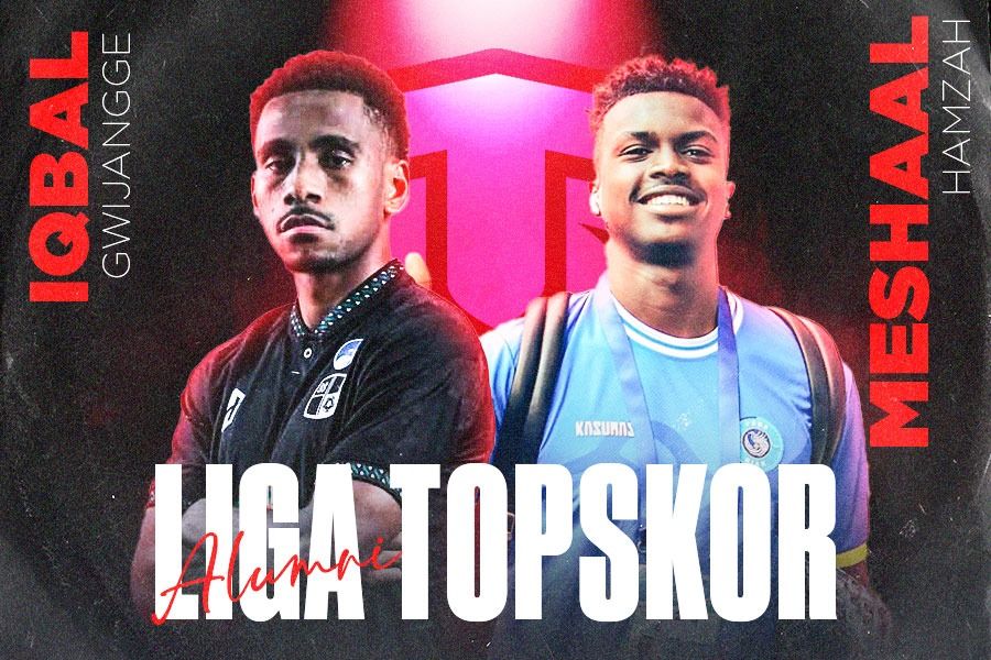 Dua alumni Liga TopSkor, Iqbal Gwijangge dan Meshaal Hamzah.