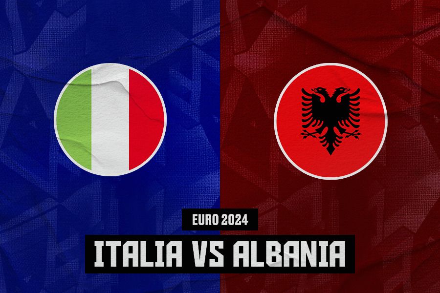 Laga Italia vs Albania di Grup B Euro 2024. (Jovi Arnanda/Skor.id).