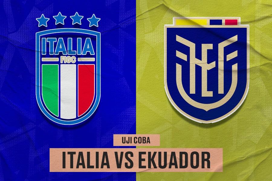 Italia vs Ekuador dalam uji coba. (Yusuf/Skor.id).