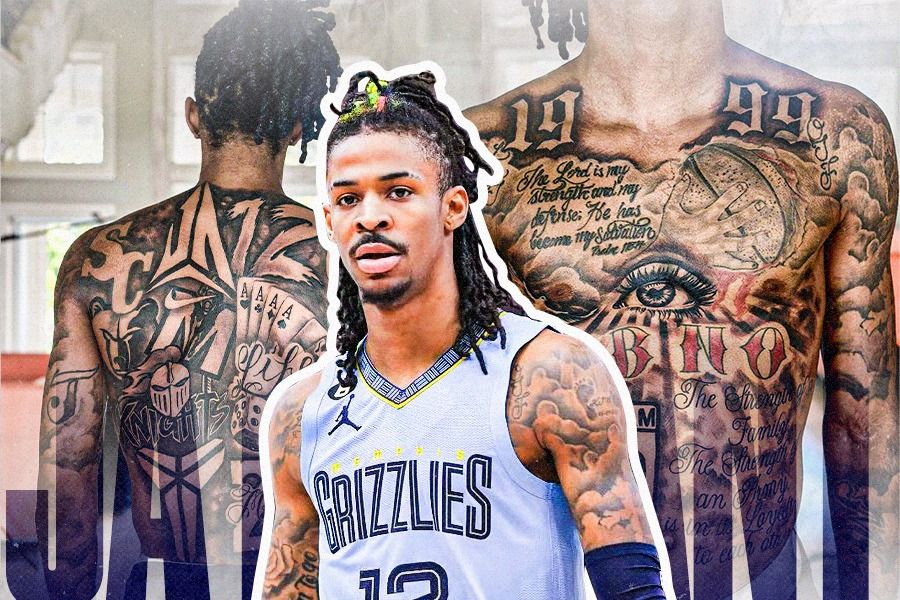 Guard Memphis Grizzlies Ja Morant memiliki banyak tato dengan makna mendalam. Termasuk tato terkait mendiang Kobe Bryant. (Dede Mauladi/Skor.id)